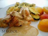   Tempura de verduras  + albaricoques plancha y pollo con soja