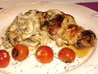   Pollo con macerado de trufa y salsa de champiñones