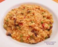   Risotto de champiñones, guisantes y habas en Thermomix