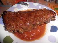   COSTILLA  DE CERDO  ASADA CON SALSA DE COCA-COLA Y CEBOLLA