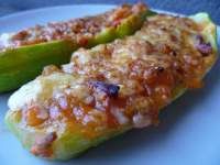   Calabacines rellenos y pasta 