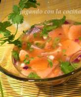   Ceviche de salmón a los tres cítricos