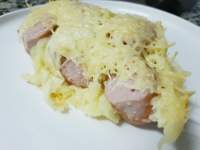   PURE DE PATATAS CON SALCHICHAS AL HORNO