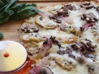   Pizza de Trufa, Champiñones y Panceta - Pizza Tartufo, Funghi e Pancetta - Thermomix