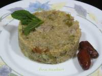   TIMBAL DE QUINOA CON JUDÌAS VERDES, CARNE Y DÀTILES