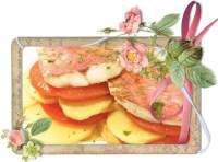 SALMONETES CON MILHOJAS DE TOMATE Y PATATA 
