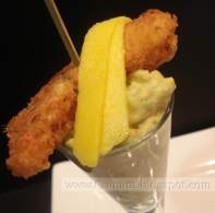   Guacamole, Langostino Rebozado y mango
